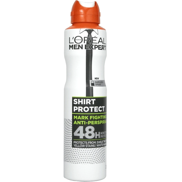 اسپری لورال سفید ضد تعریق تخصصی مردانه محافظ پیراهن 48 ساعته 250 میل | LOREAL Antiperspirant Men expert - Shirt Protect 48h 250ml